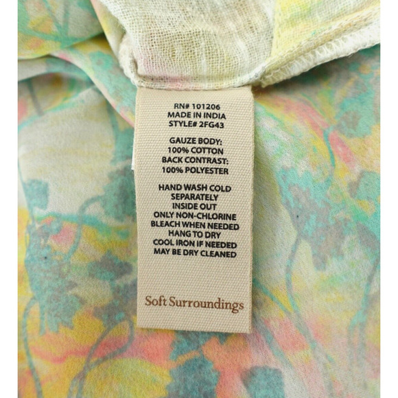 Soft Surroundings Shirt Medium Green Abstract Gauze Contrast Tunic Art to Wear - Picture 11 of 16